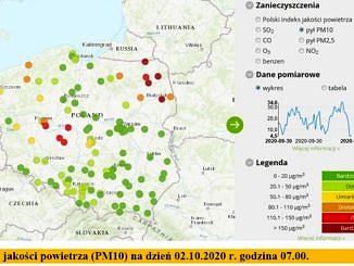 Polska - stan zanieczyszczenia powietrza pyłem PM10