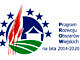 Logo: Program Rozwoju Obszarów Wiejskich na lata 2014 - 2020; wposany w koło obraz biało-niebieskiego domu stojącego na zielonym polu; obok czrwone kłosy zbóż i niebieskie europejskie gwiazdki