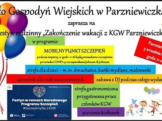 Plakat - festyn Parzniewiczki kolorowe baloniki