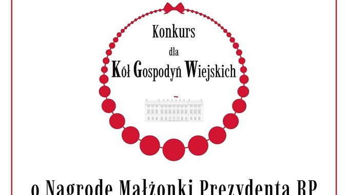plakat - na białym tle kółko w formie czerwnych korali i napis konkurs dla KGW; informacje jak w treści