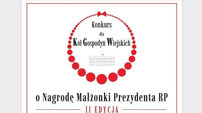 plakat konkurs dla KGW kółko z czerwonych kropek, napis jak w treści