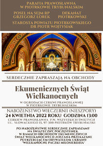 plakat - sklepienie cerkwi i napis ekumeniczne święta wielkanocne