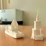 Sfinks i pałac kultury wydrukowane na drukarce 3D