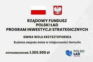 tablica rządowy Fundusz Polski Ład - informacja o dofinansowaniu inwestycji