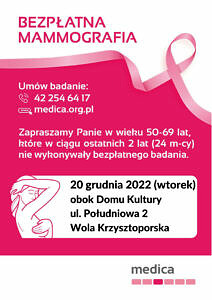 mamografia plakat różowe tło