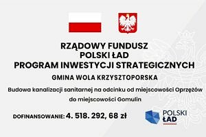 Tablica promocyjna projektu z kwotą dofinansowania Polski Ład 