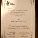 Dyplom dla Kamili Kaczorowskiej