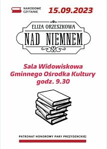 Plakat Narodowe Czytanie Eliza Orzeszkowa "Nad Niemnem"