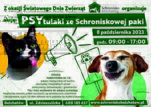 plakat akcji PSYtulaki z psem i kotem