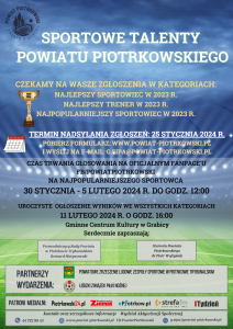 plakat sportowe talenty powiatu piotrkowskiego